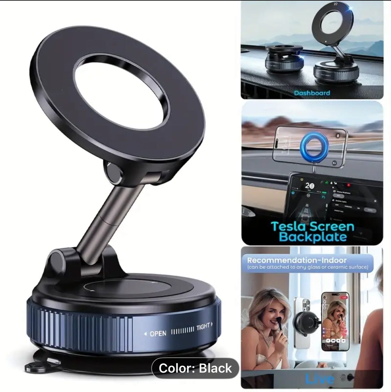 Vacuum Magnetic Suction Cup Car Phone Holder Stand Mount 360° Rotation
