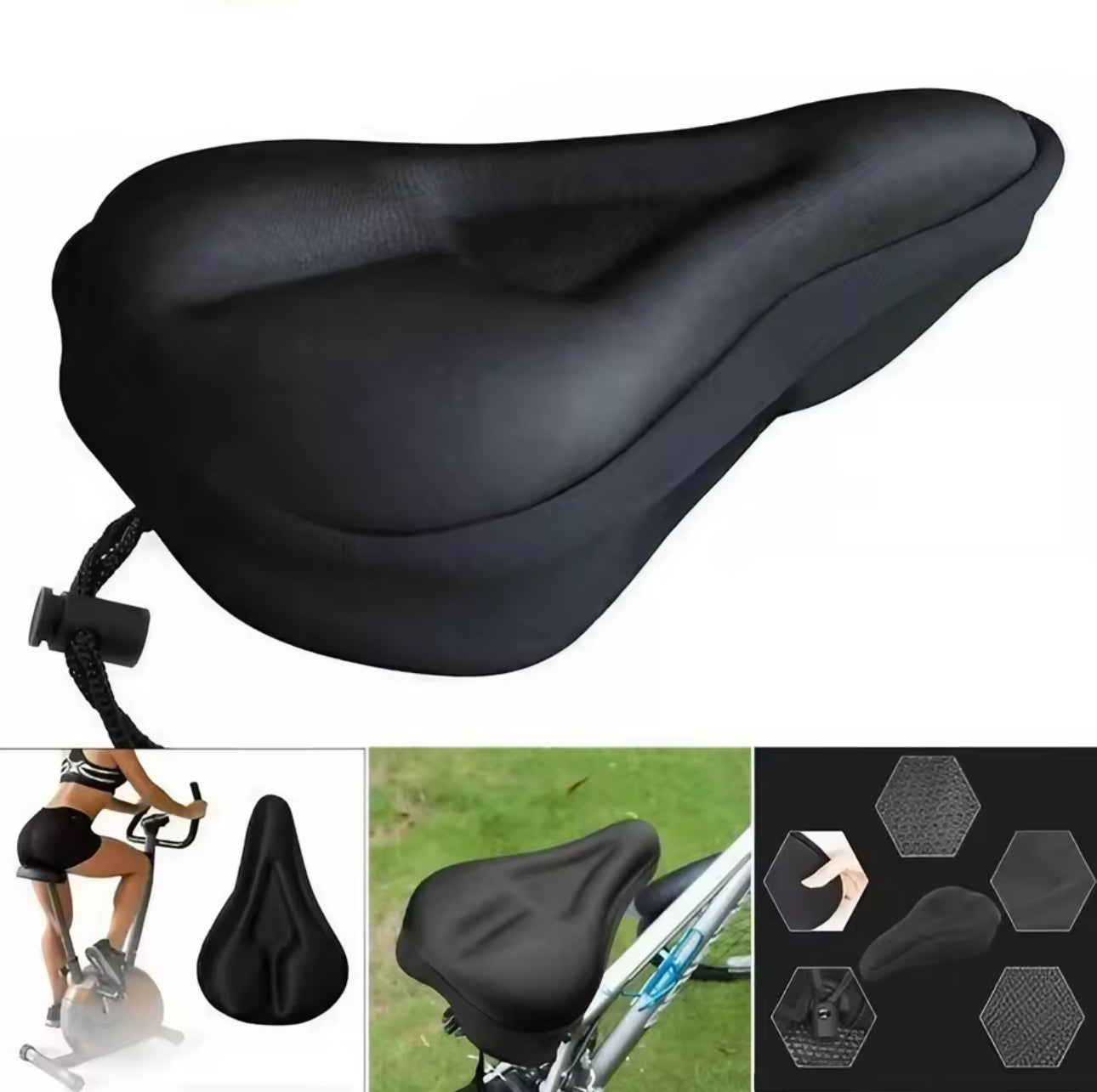 Bike Seat Cover Spin Cushioned Gel Padded Bicycle Exercise Kids Comfy Saddle