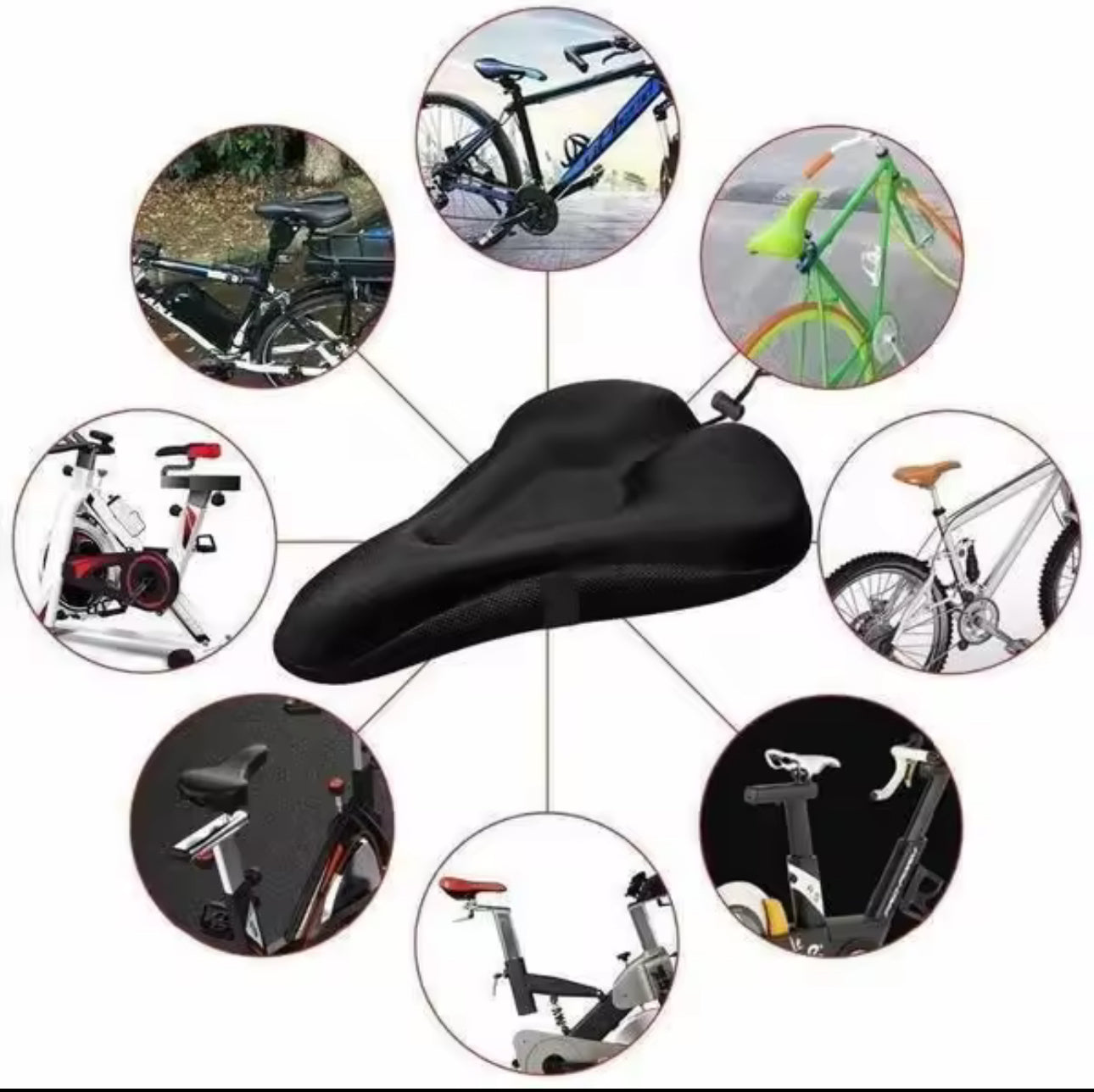 Bike Seat Cover Spin Cushioned Gel Padded Bicycle Exercise Kids Comfy Saddle