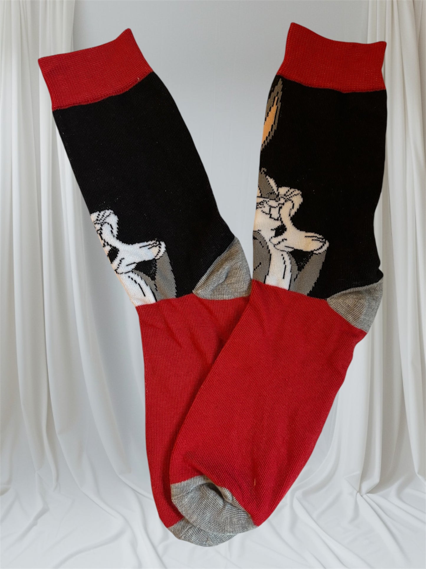Teen Boys' Mid-Calf Socks - Cartoon Pattern, Smooth Polyester Blend Knit fabric