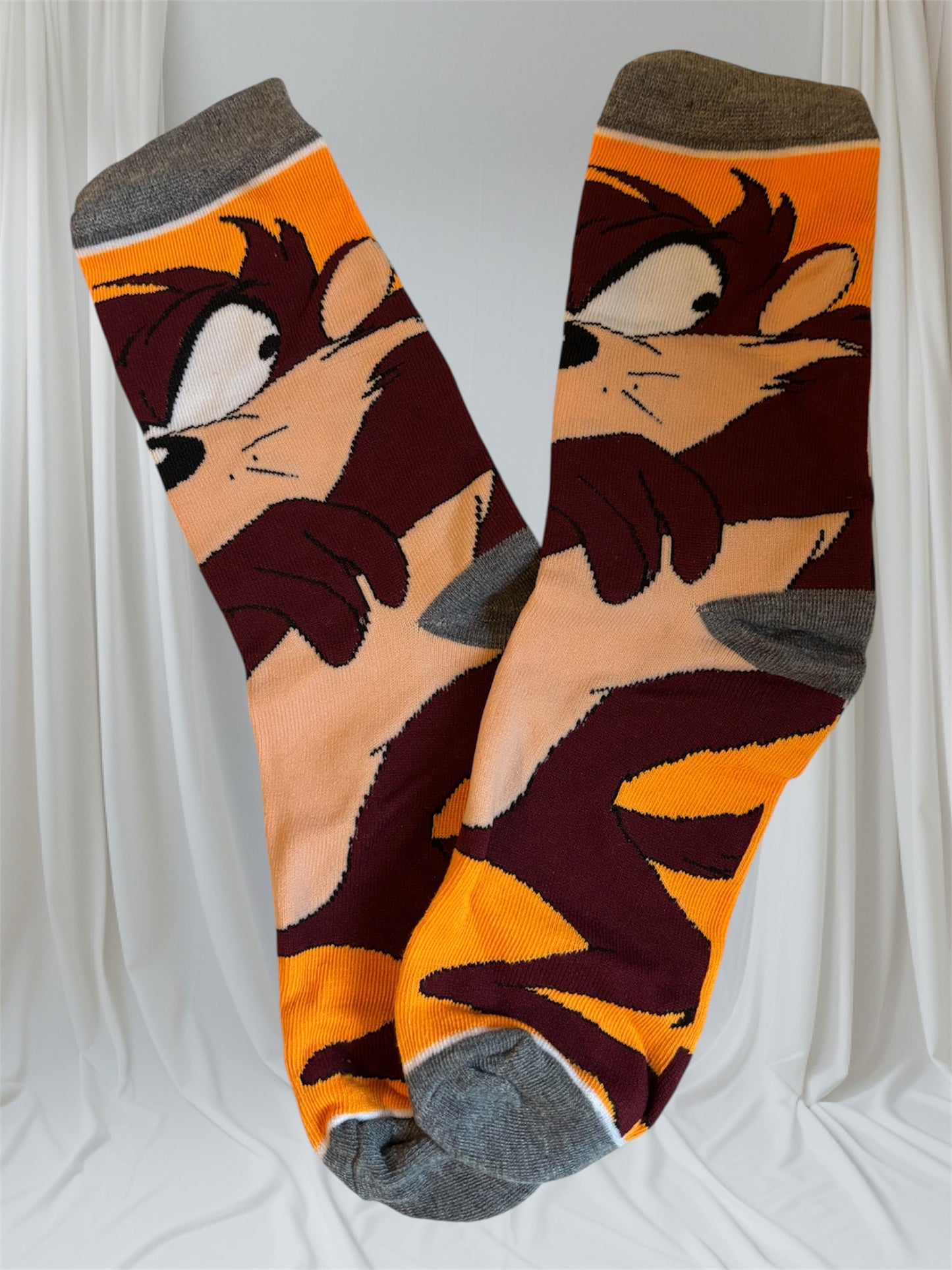 Teen Boys' Mid-Calf Socks - Cartoon Pattern, Smooth Polyester Blend Knit fabric