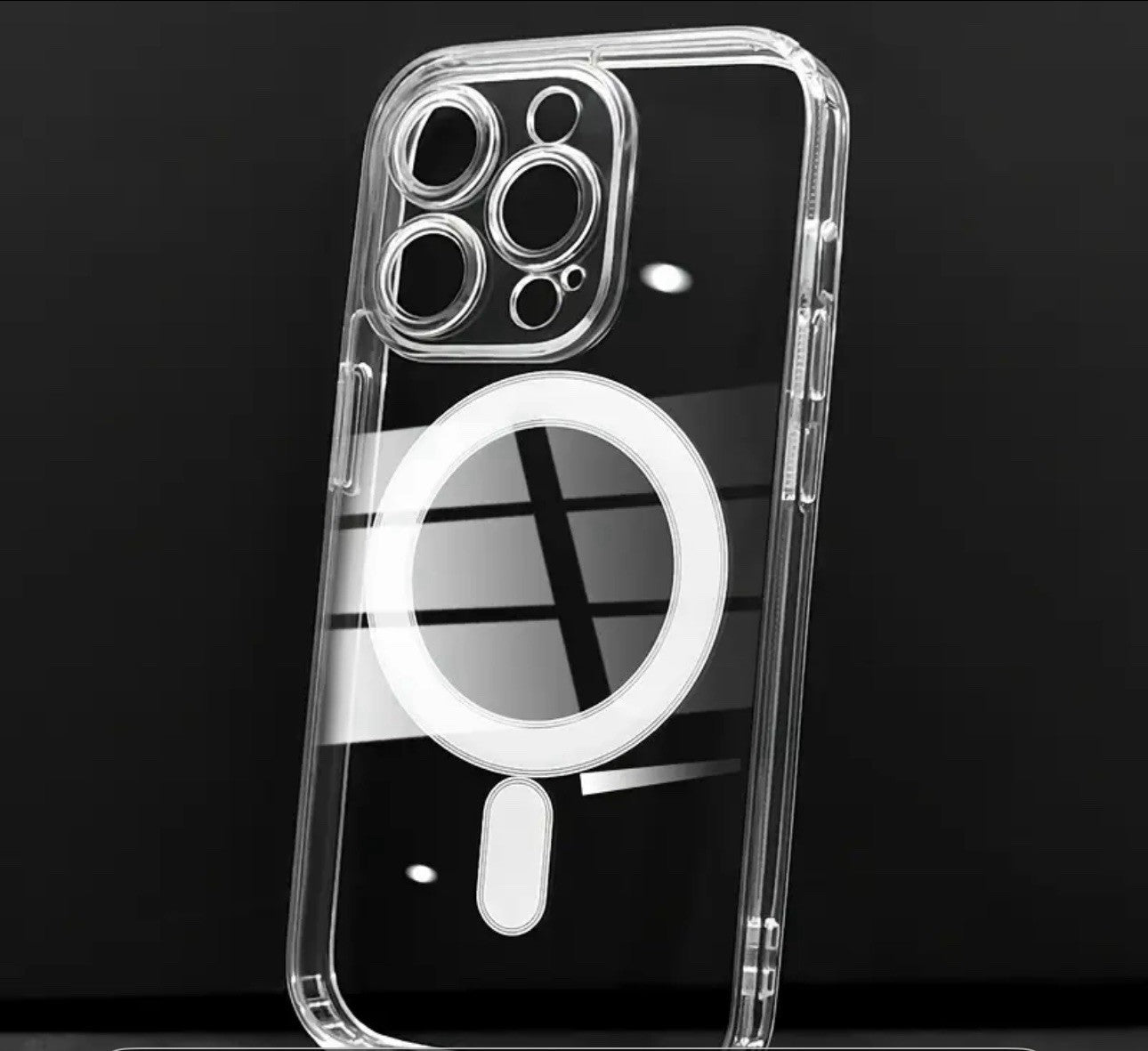 Clear Protective Cover Made of Luxury Transparent PC Acrylic for iPhone 16 Pro Max, Featuring Magnetic Camera Protection.