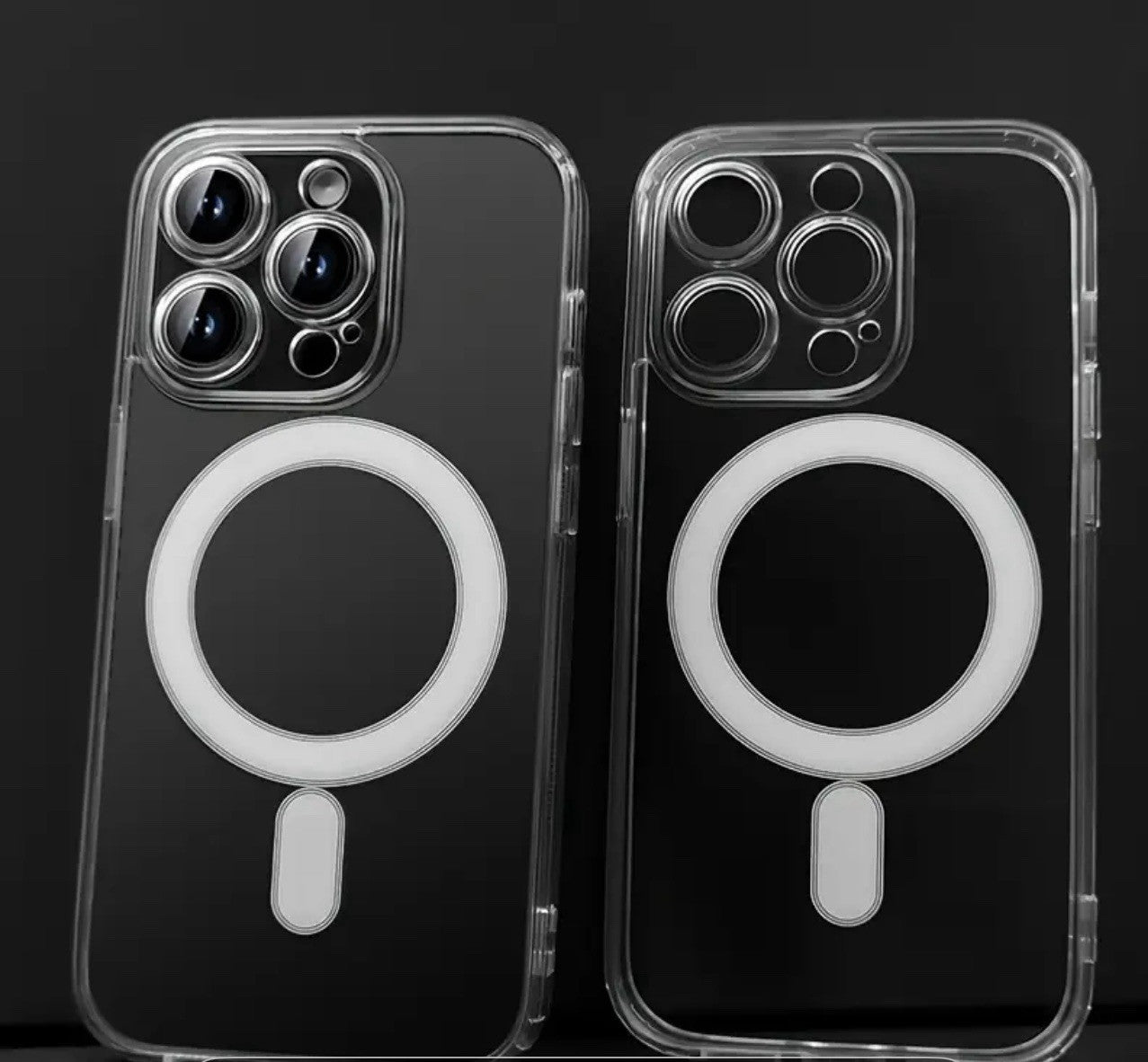 Clear Protective Cover Made of Luxury Transparent PC Acrylic for iPhone 15 Pro Max, Featuring Magnetic Camera Protection.