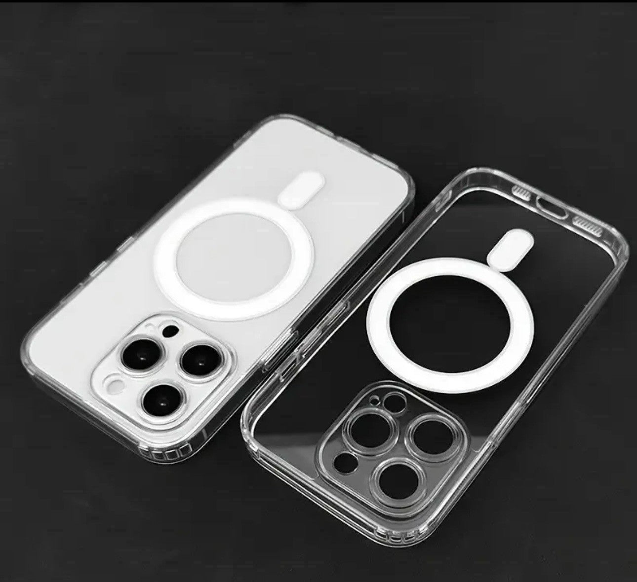 Clear Protective Cover Made of Luxury Transparent PC Acrylic for iPhone 16 Pro Max, Featuring Magnetic Camera Protection.