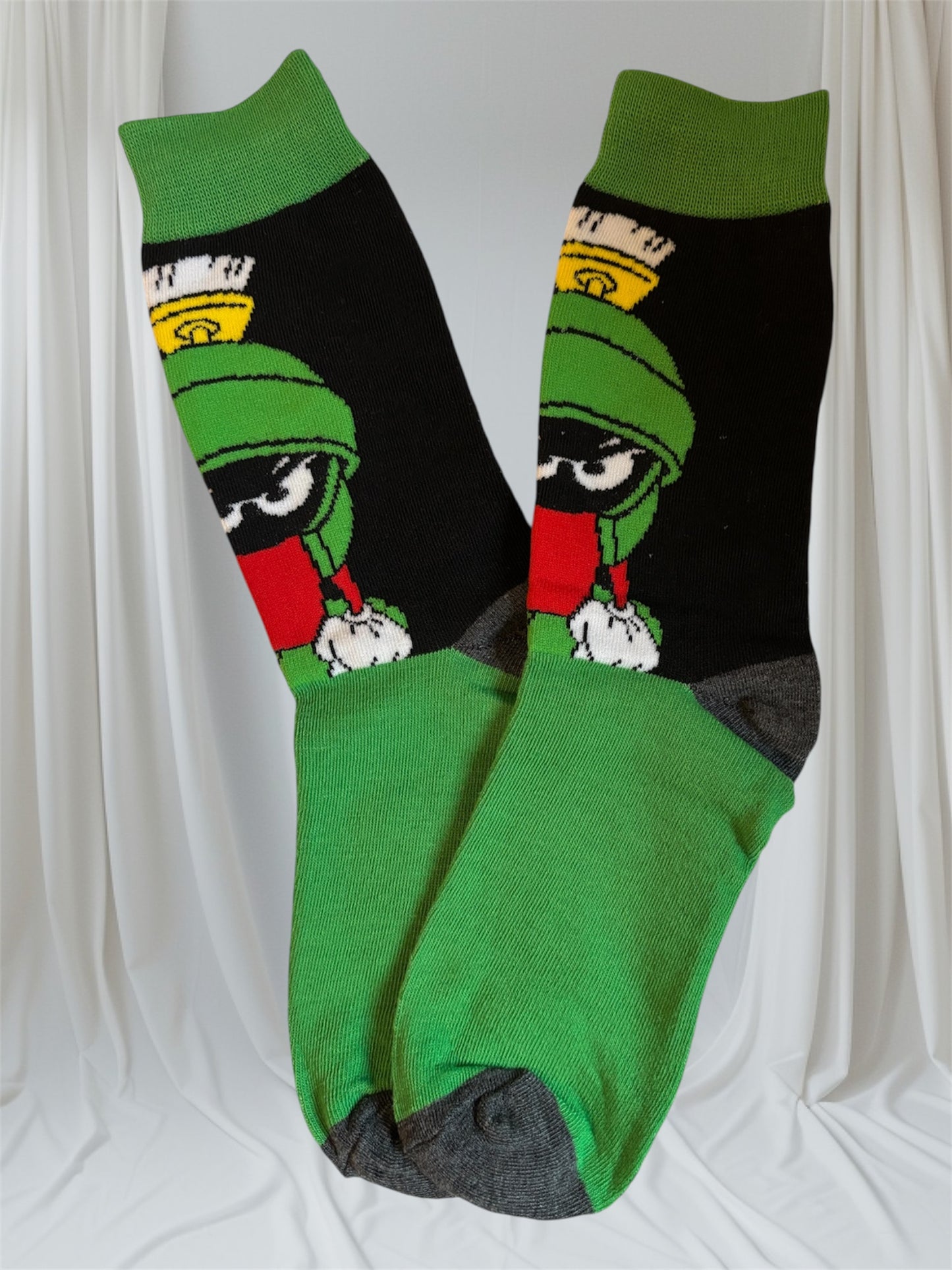 Teen Boys' Mid-Calf Socks - Cartoon Pattern, Smooth Polyester Blend Knit fabric