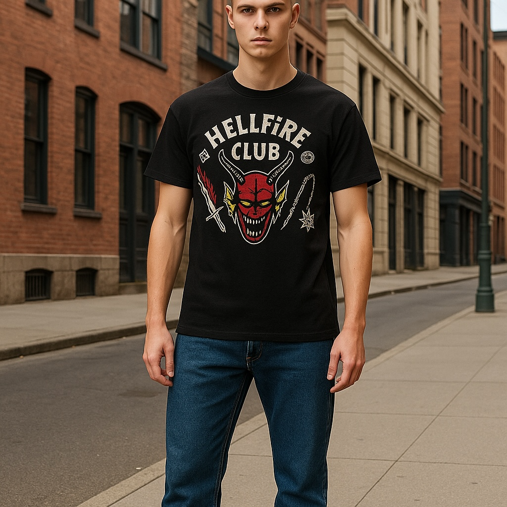 Preowned vintage Stranger thing Hellfire Club T-shirt