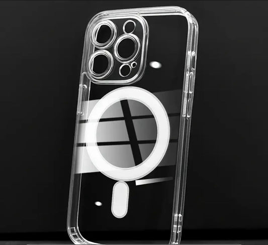 Clear Protective Cover Made of Luxury Transparent PC Acrylic for iPhone 16 Pro Max, Featuring Magnetic Camera Protection.