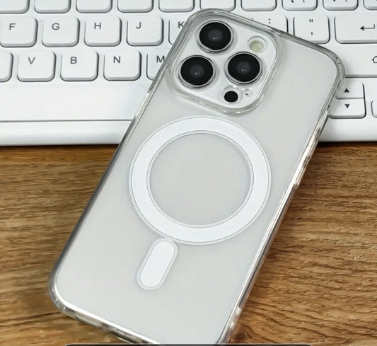 Clear Protective Cover Made of Luxury Transparent PC Acrylic for iPhone 15 Pro Max, Featuring Magnetic Camera Protection.